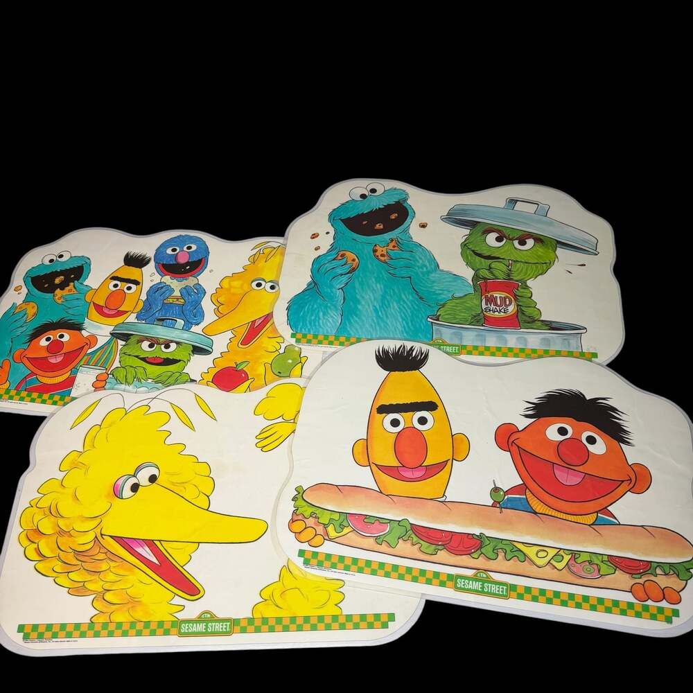 Vintage 1982 Sesame Street Educational Double-Sided Laminated Placemats 4